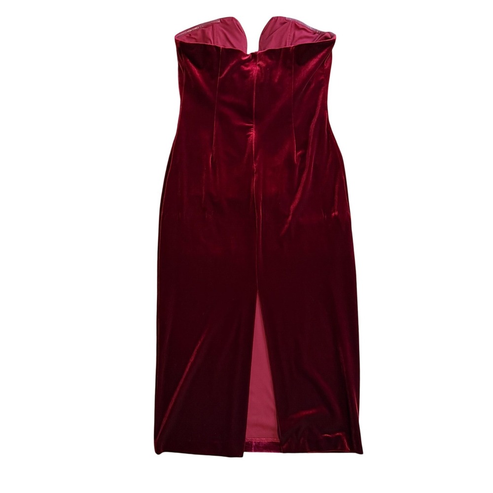 ASTR The Label Arista Burgundy Velvet Strapless U-Wire Ruched Midi Dress Large - Picture 4 of 11